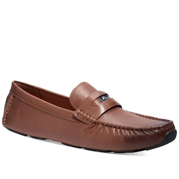 Coach Men's C Coin Leather Driver Loafer, Saddle, Size9 D